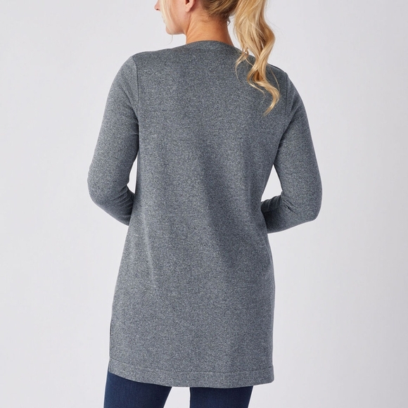 Duluth Trading Co True Masterfleece Cardigan Size XS Gray Open Front Thumbholes - Picture 2 of 11